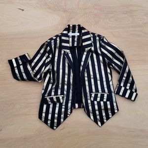 Frankie B Gold Striped Crop Blazer, Stretch